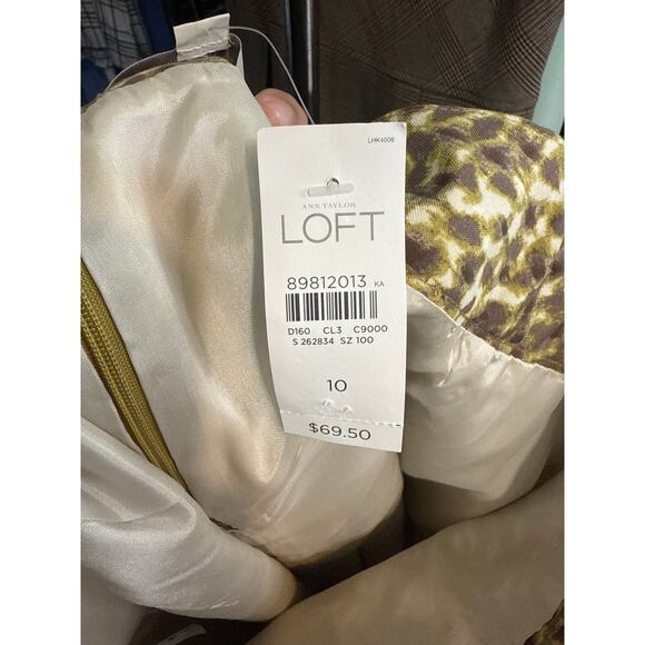 BN #34 NWT Ann Taylor LOFT Yellow Brown Animal Print Pencil Skirt Size 10 - Picture 4 of 6